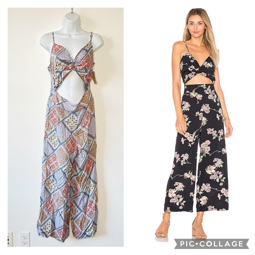 NWT FLYNN SKYE Emily Cutout Jumpsuit Cocktail Summer Party Blue Medium